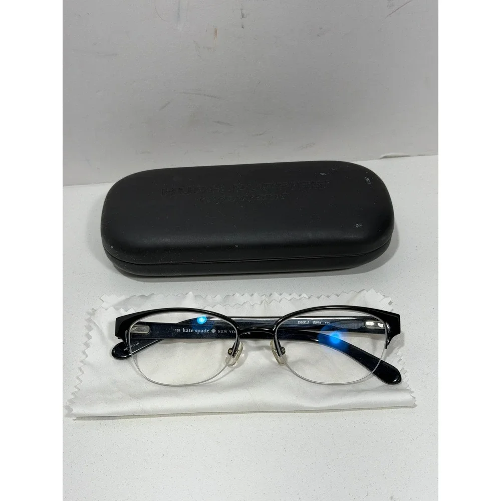 Kate Spade Shayla 0W33 Black Semi-Rimless‎ Cat Eye Eyeglasses Frames 51-17-135
